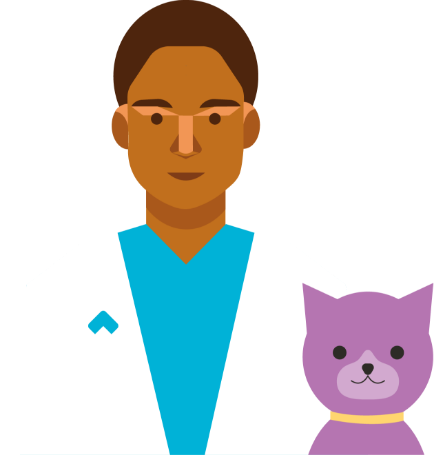 Veterinarian with cat illustration